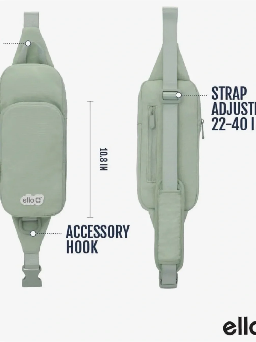 Ello Sage Green Crossbody Water Bottle & Phone Sling - Hands-Free Carry
